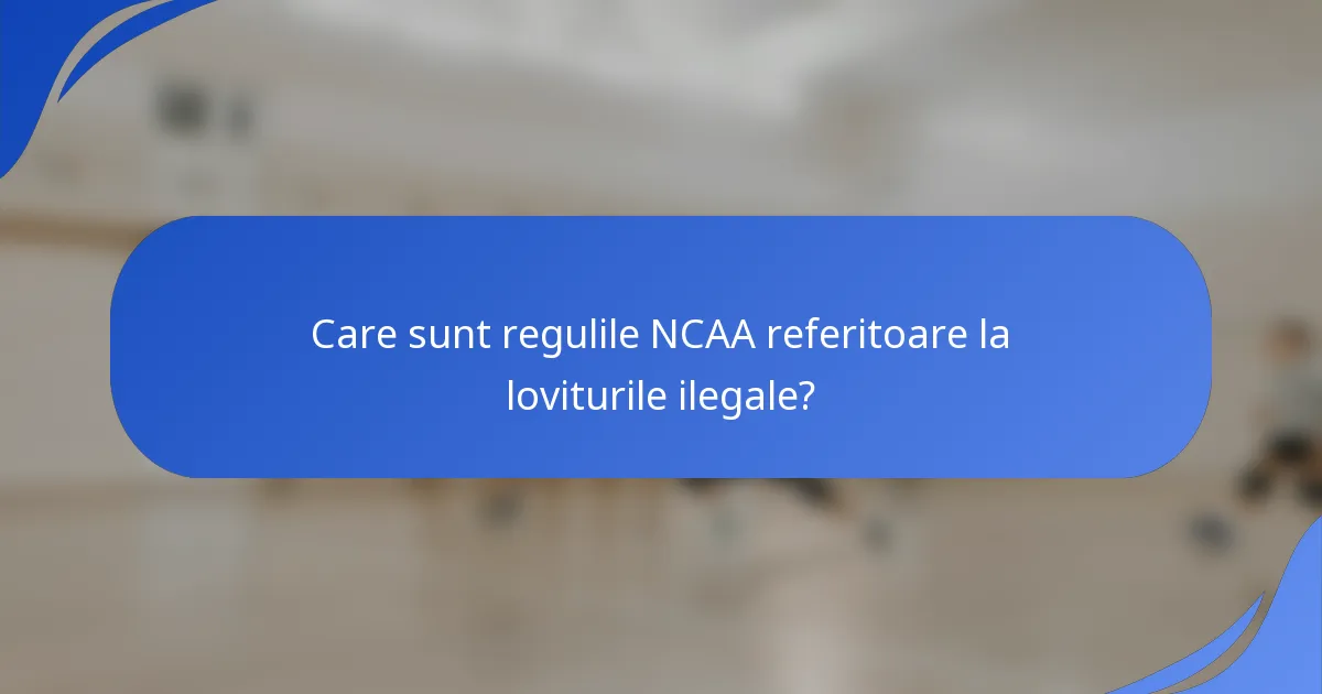 Care sunt regulile NCAA referitoare la loviturile ilegale?